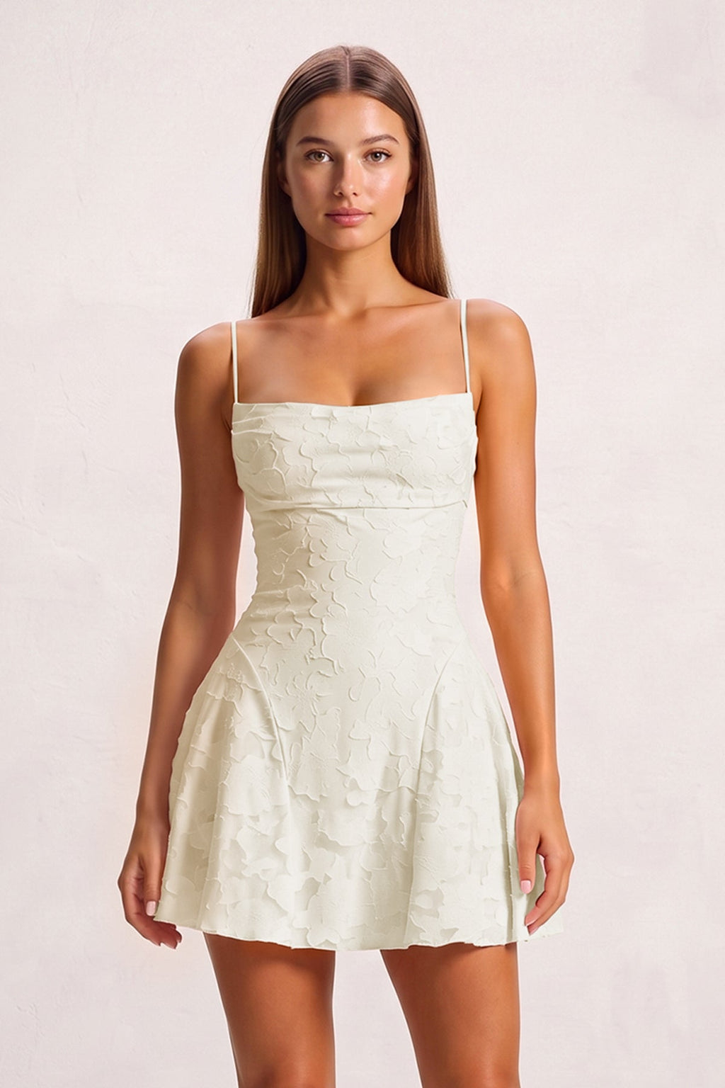 Fiorella Ivory side view homecoming dress