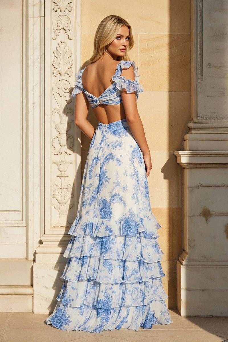 Jolene Maris Royal Blue back view prom dress