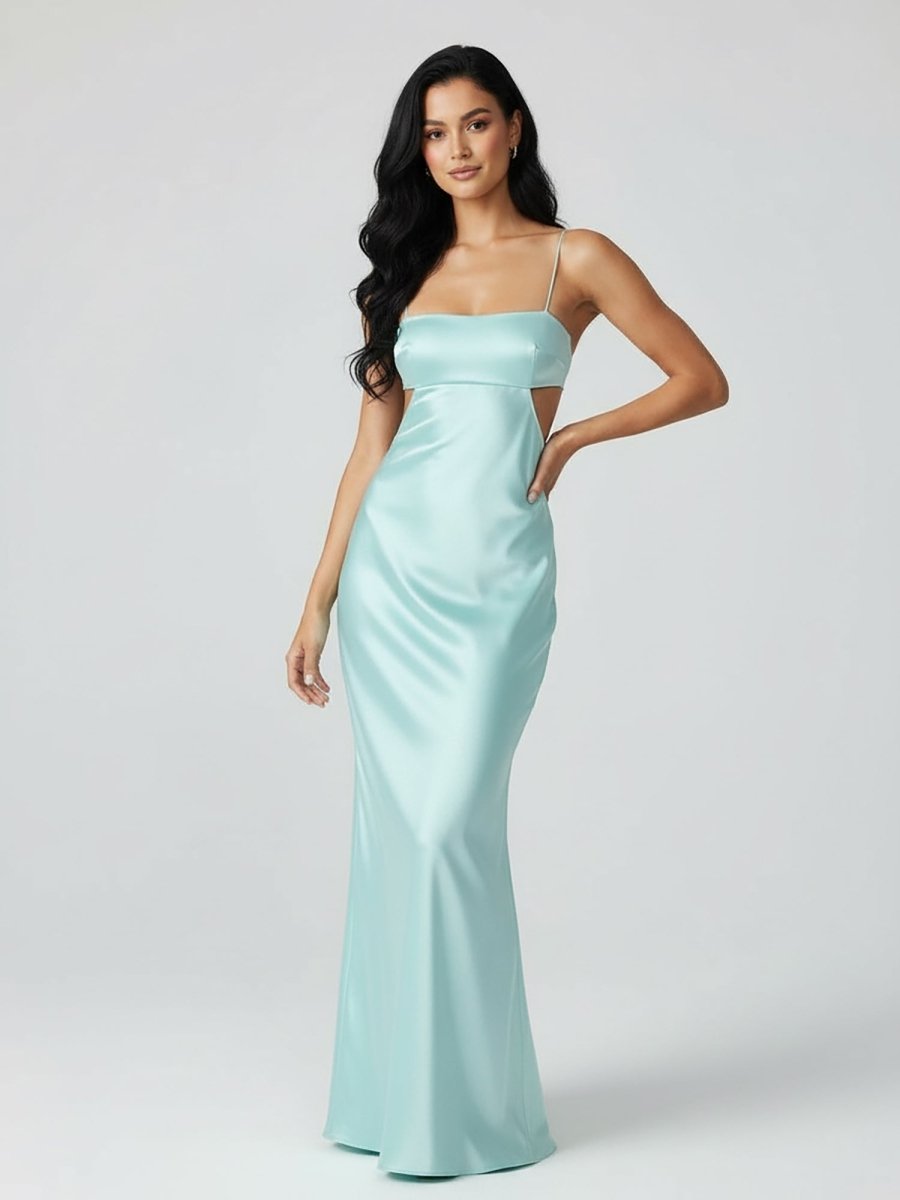 Calista Aqua side view evening dress