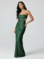 Calista Dark Green side view evening dress