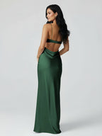 Calista Dark Green detail 1 evening dress