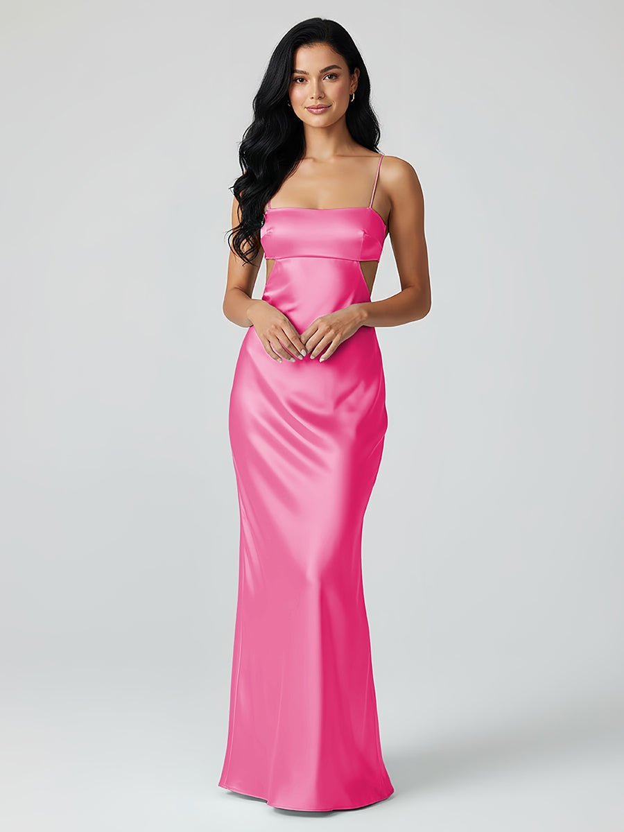 Calista Fuchsia side view evening dress