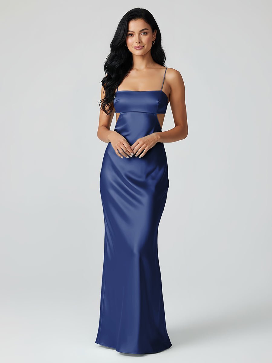 Calista Navy Blue side view evening dress