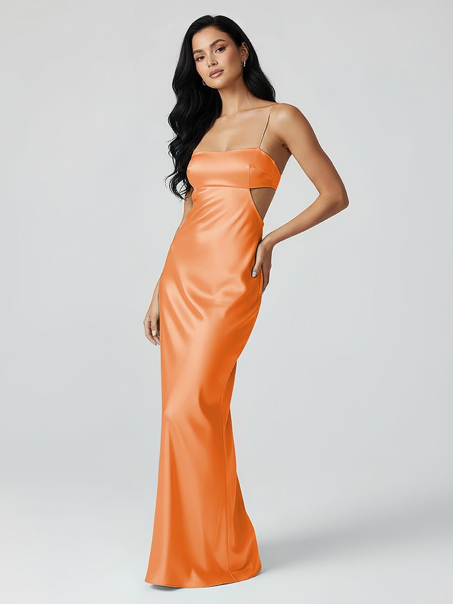 Calista Orange side view evening dress