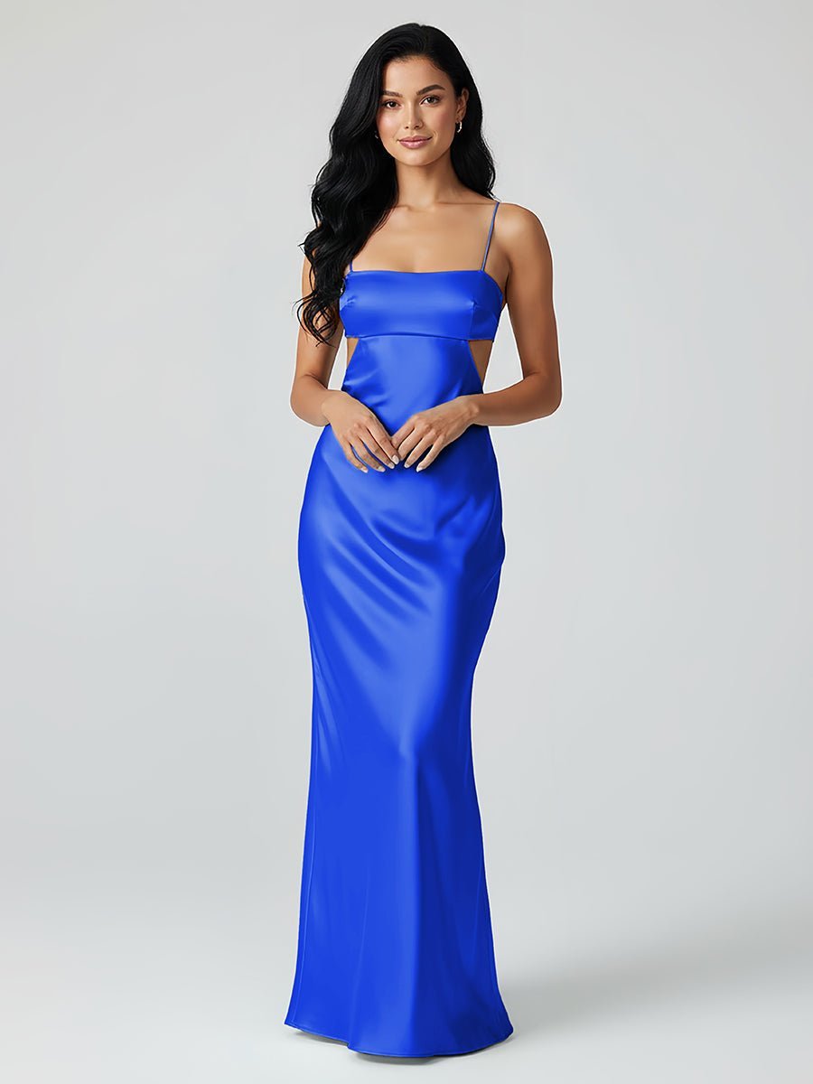 Calista Royal Blue side view evening dress
