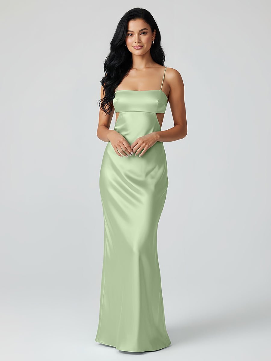 Calista Sage Green side view evening dress