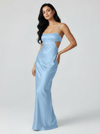 Calista Sky Blue side view evening dress