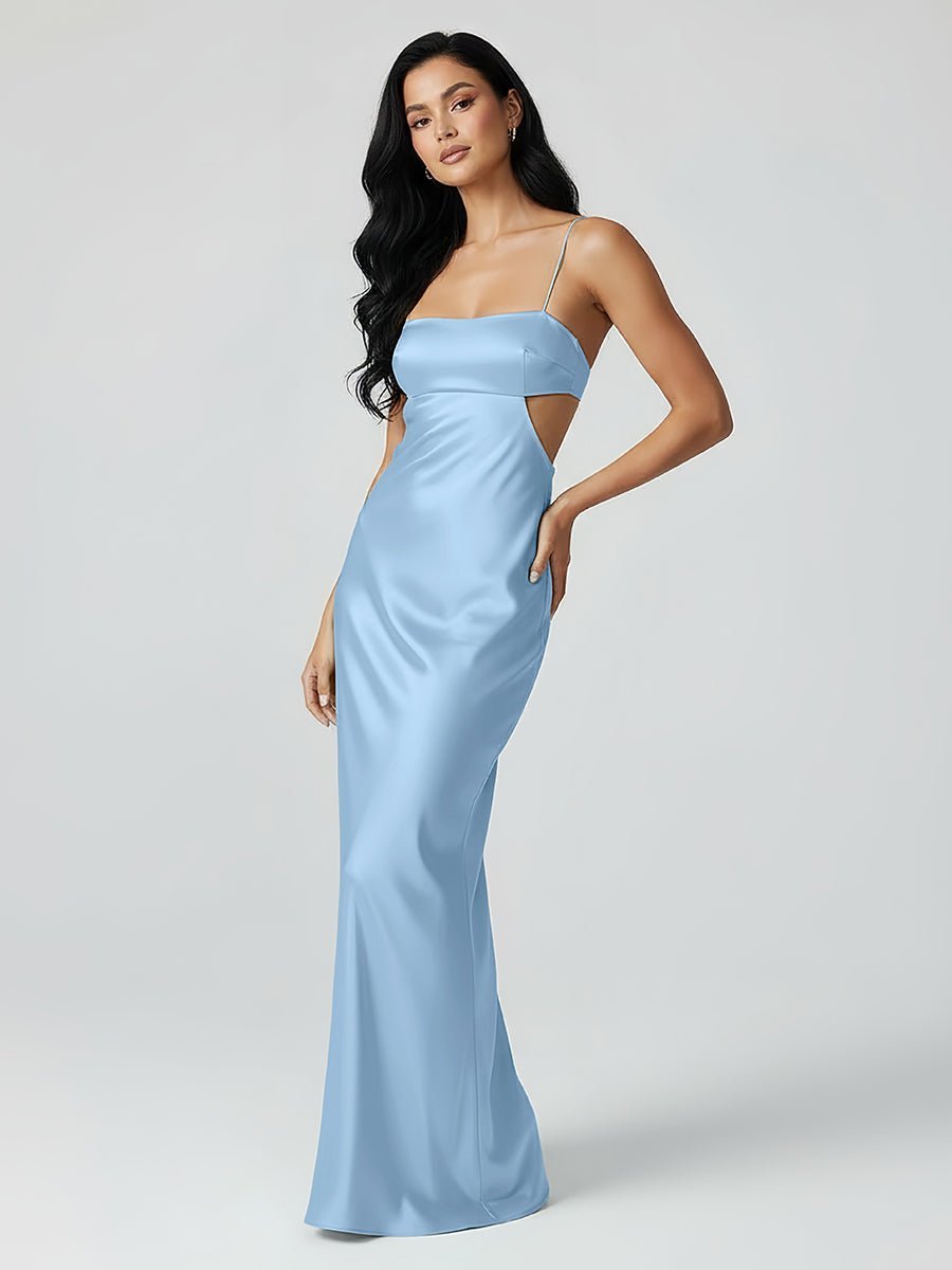 Calista Sky Blue side view evening dress