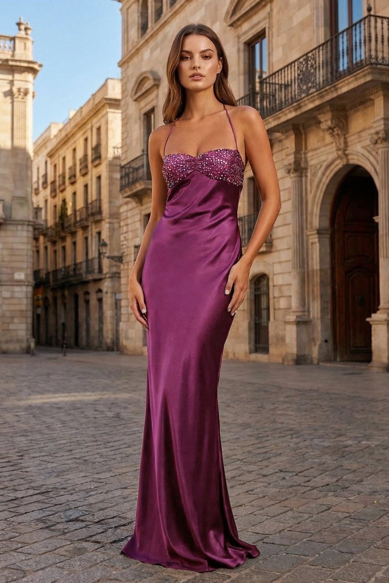 Zephyra Jade Magenta front view prom dress