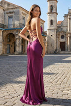 Cordelia Magenta back view evening dress