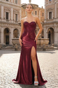 Persephone Vale Burgundy front view prom dress
