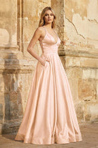 Clarisse Louise Blush front view prom dress