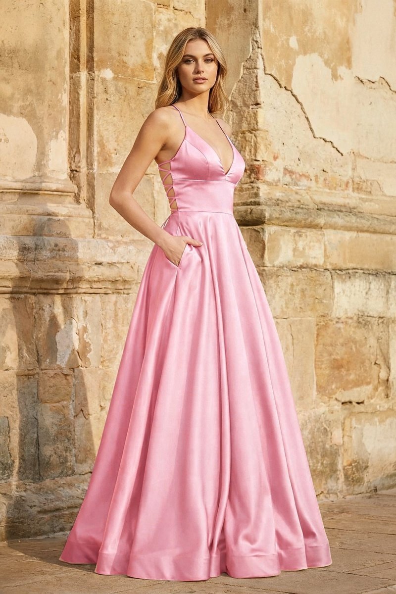 Clarisse Louise Candy Pink front view prom dress