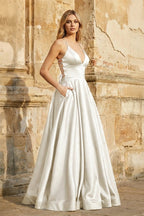 Clarisse Louise Ivory front view prom dress