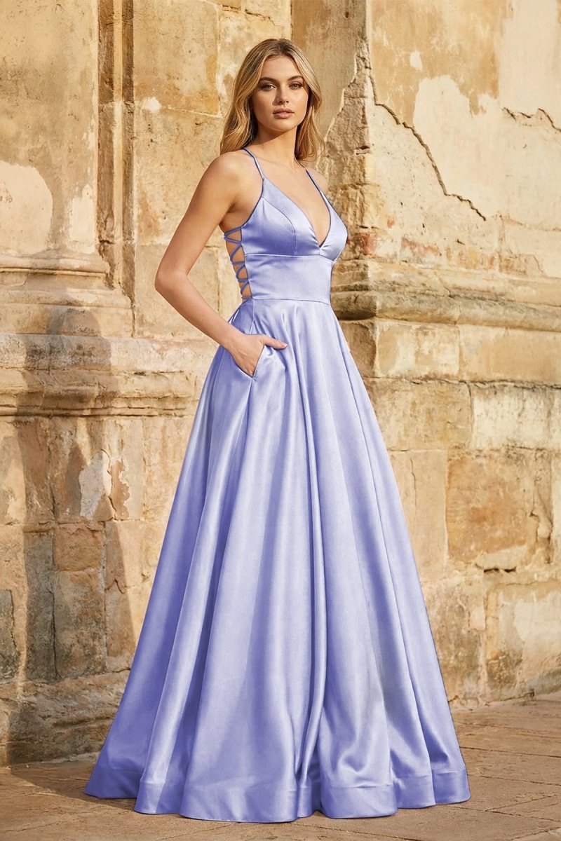 Clarisse Louise Lavender front view prom dress
