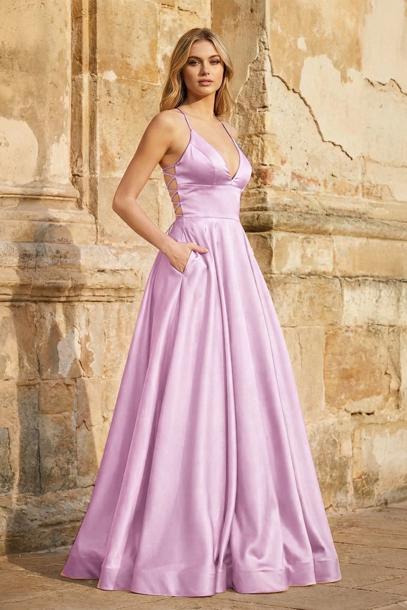 Clarisse Louise Lilac front view prom dress