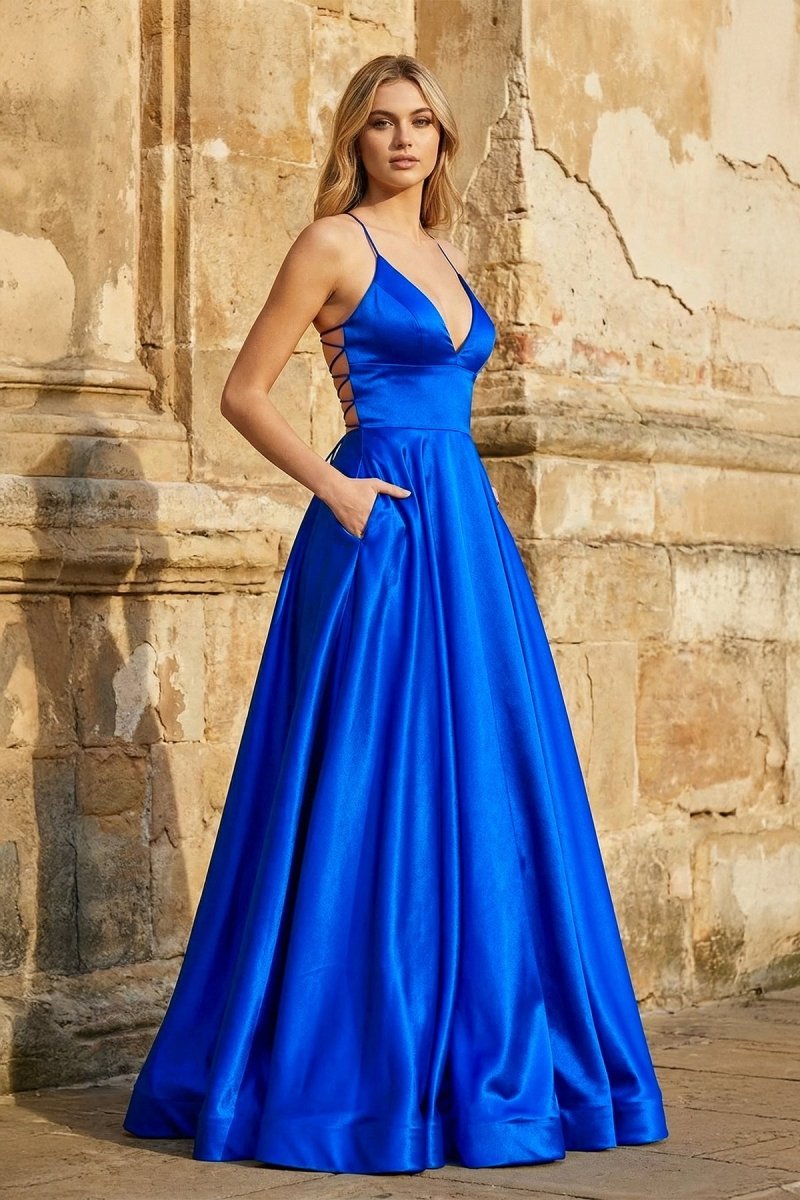 Clarisse Louise Royal Blue front view prom dress