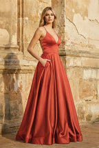Clarisse Louise Rust front view prom dress