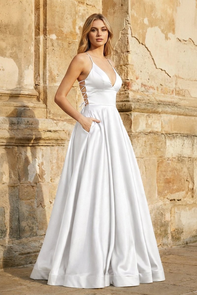 Clarisse Louise White front view prom dress