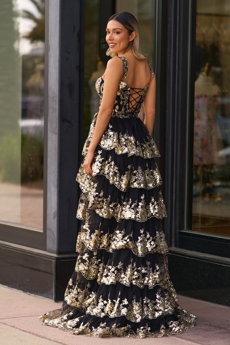 Gold Off the Shoulder Sequin Long Formal Prom Gown with Slit
