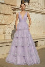 Dahlia June Lavender front view prom dress