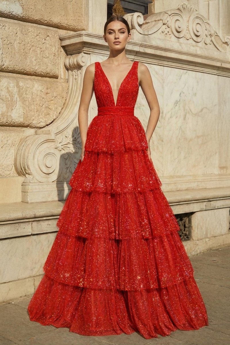 Dahlia June Red front view prom dress