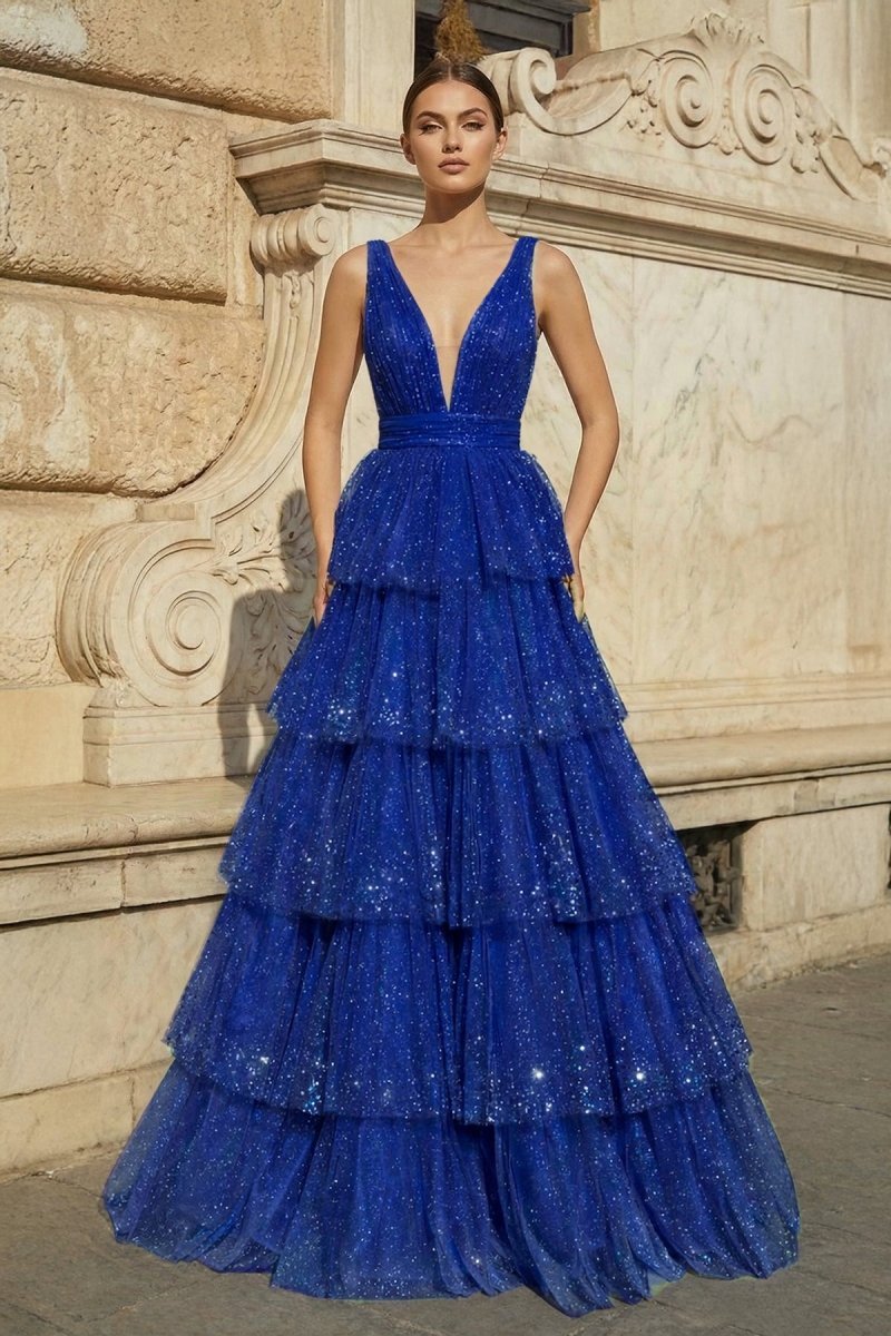 Dahlia June Royal Blue front view prom dress
