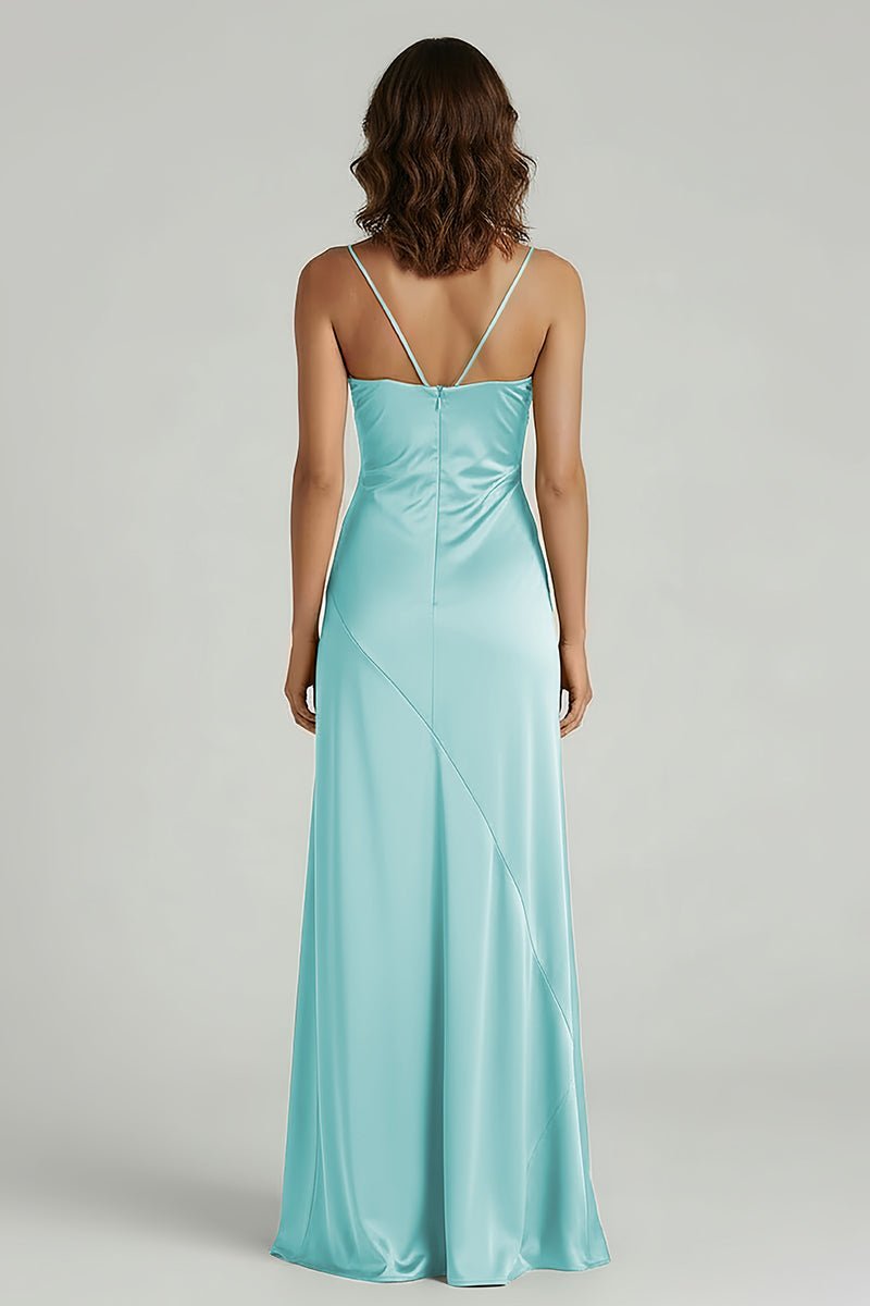 Yellow Satin Sheath Evening Dress with Sweetheart Neckline and Slit