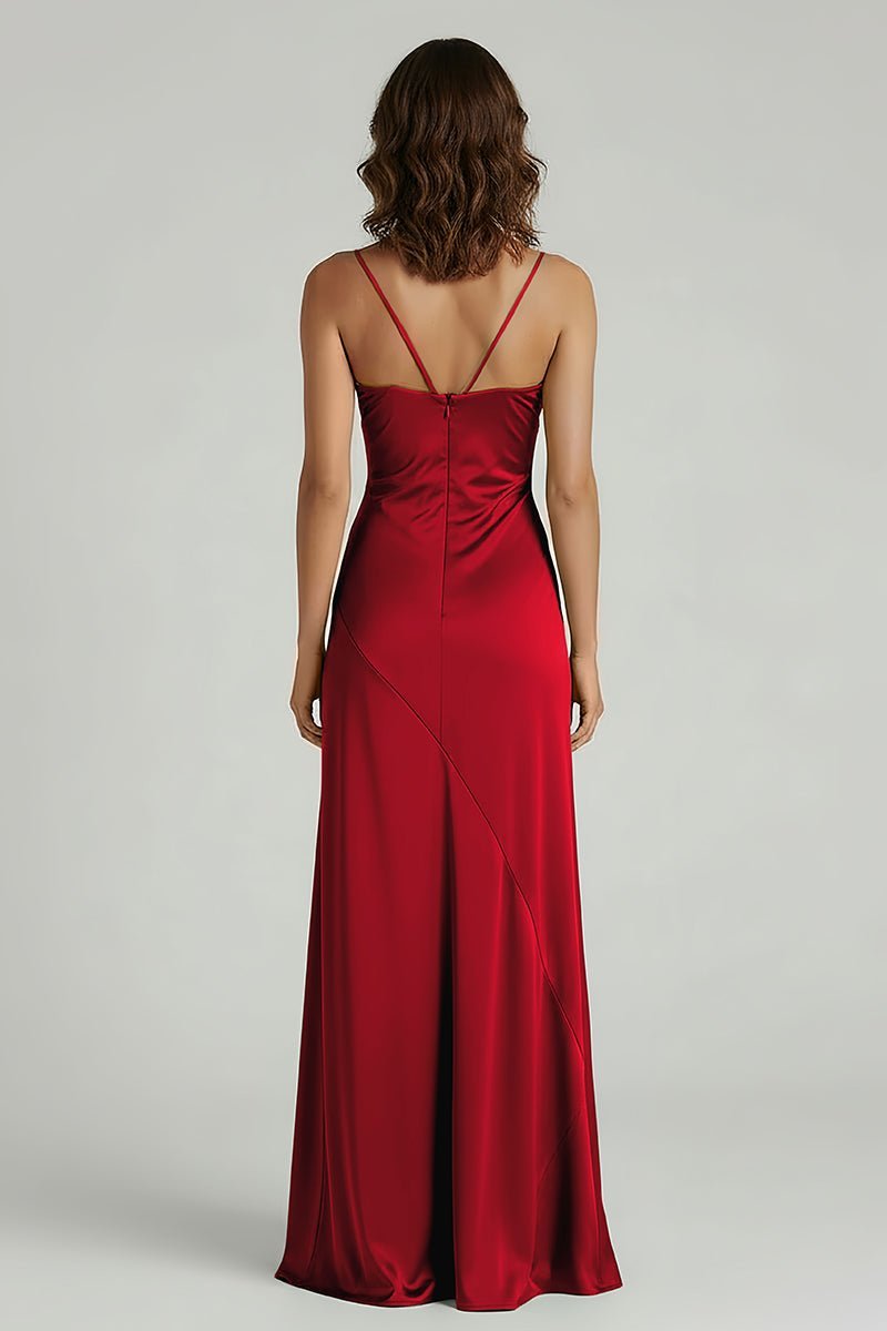 Yellow Satin Sheath Evening Dress with Sweetheart Neckline and Slit