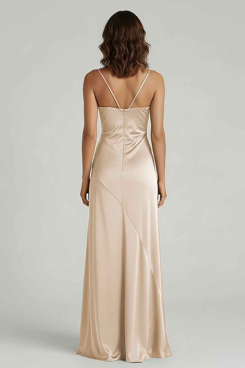 Yellow Satin Sheath Evening Dress with Sweetheart Neckline and Slit