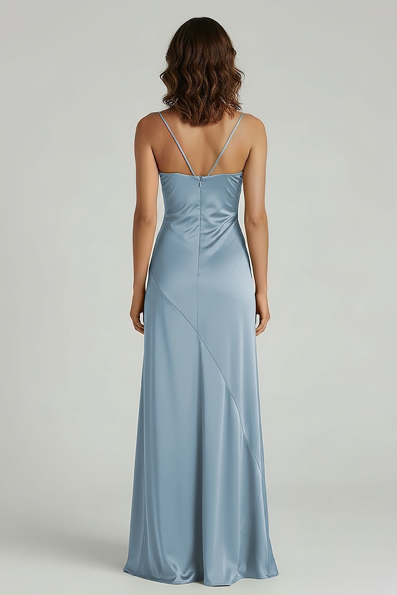 Yellow Satin Sheath Evening Dress with Sweetheart Neckline and Slit