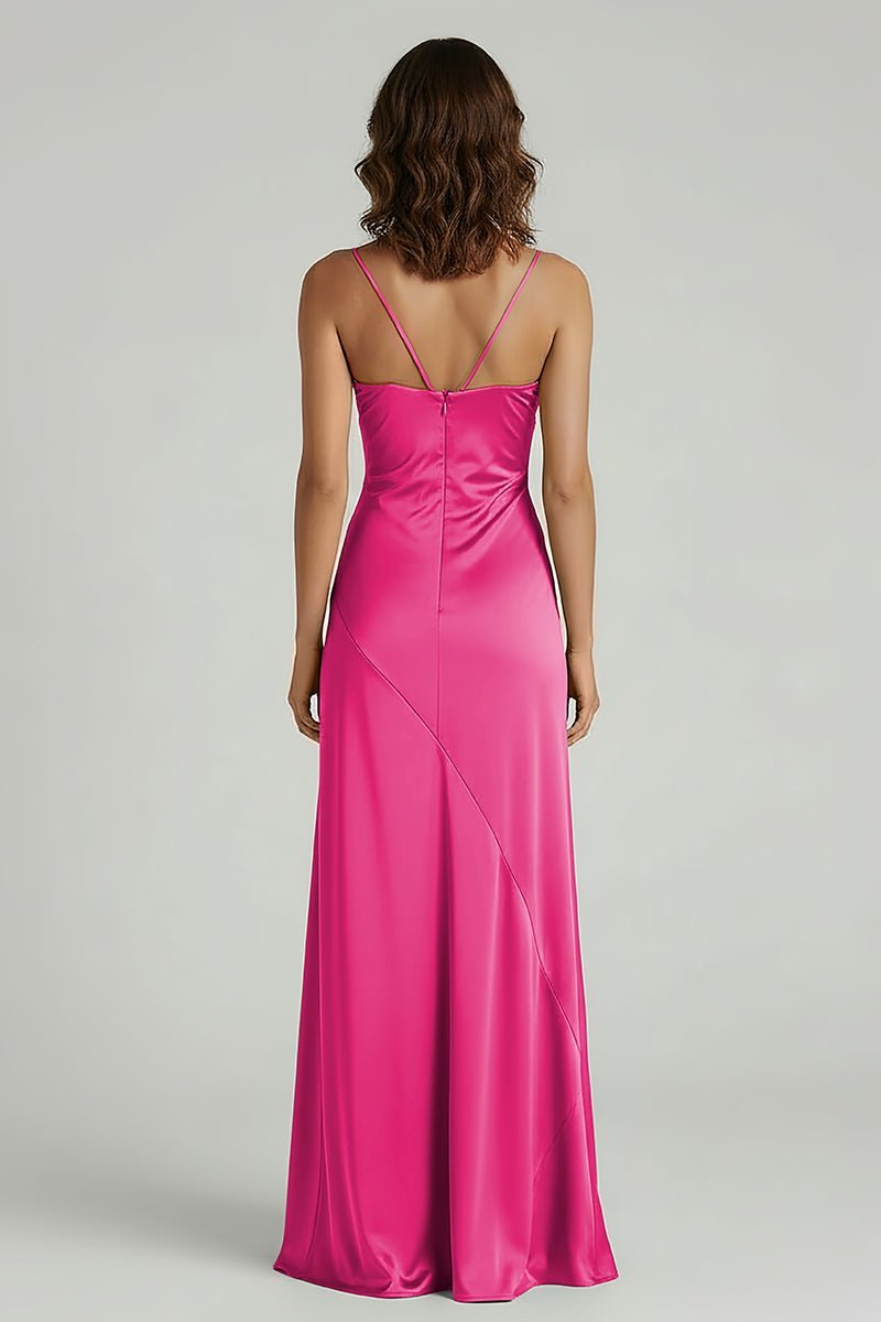Yellow Satin Sheath Evening Dress with Sweetheart Neckline and Slit