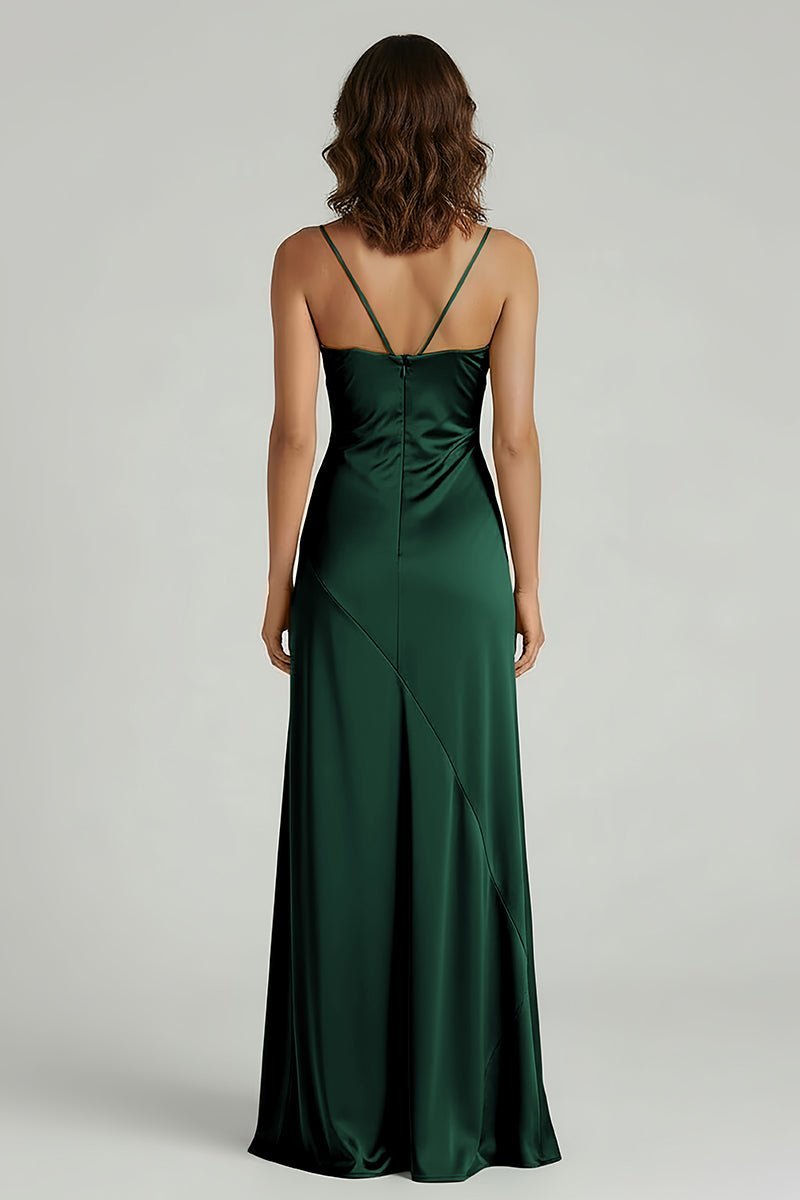 Yellow Satin Sheath Evening Dress with Sweetheart Neckline and Slit