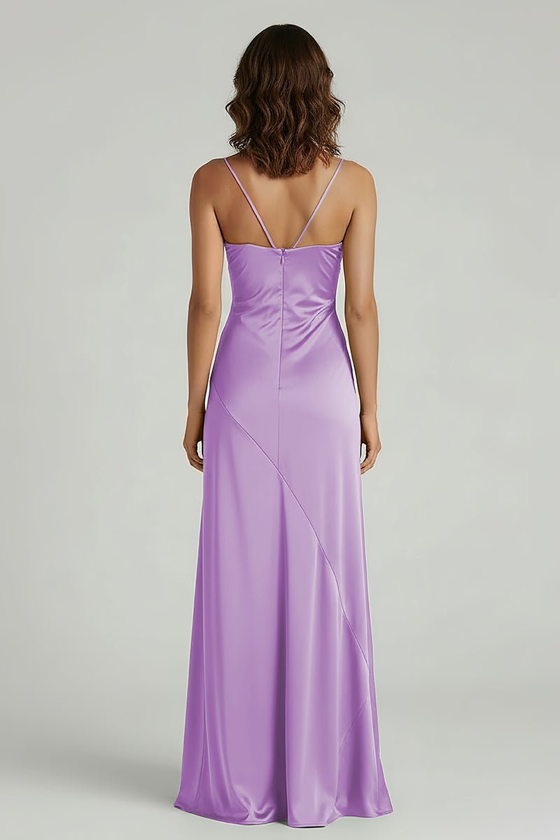 Yellow Satin Sheath Evening Dress with Sweetheart Neckline and Slit