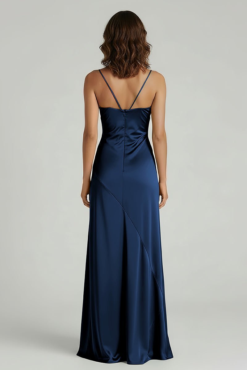 Yellow Satin Sheath Evening Dress with Sweetheart Neckline and Slit