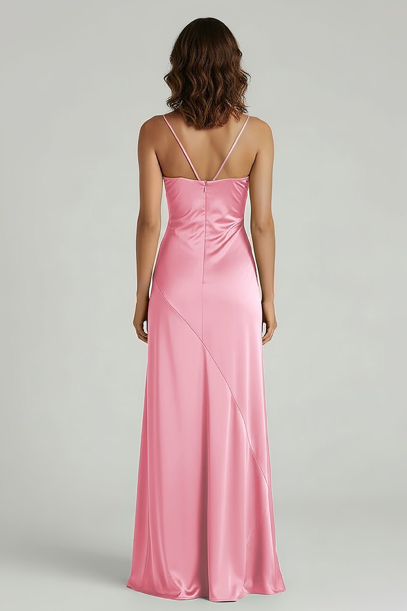 Yellow Satin Sheath Evening Dress with Sweetheart Neckline and Slit