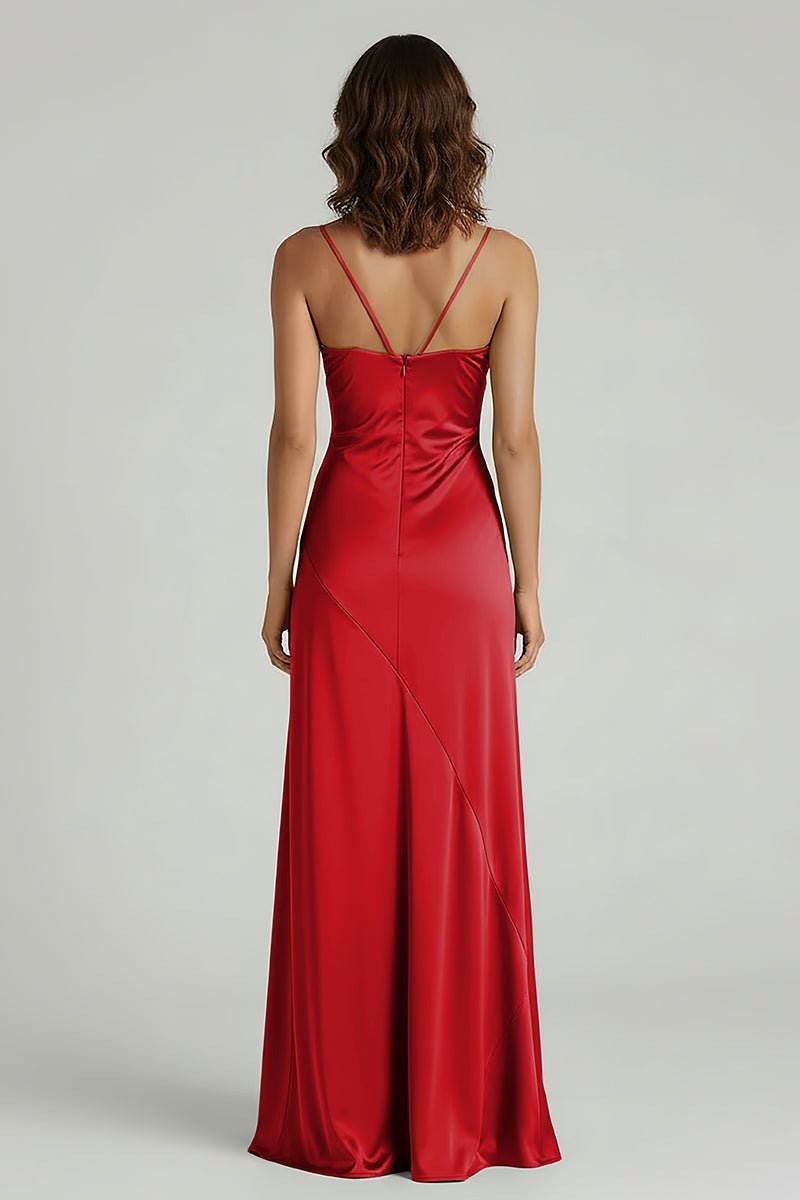 Yellow Satin Sheath Evening Dress with Sweetheart Neckline and Slit