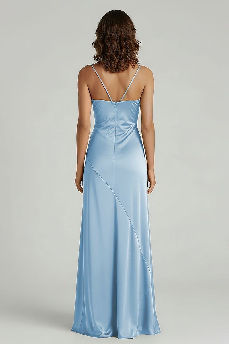 Yellow Satin Sheath Evening Dress with Sweetheart Neckline and Slit