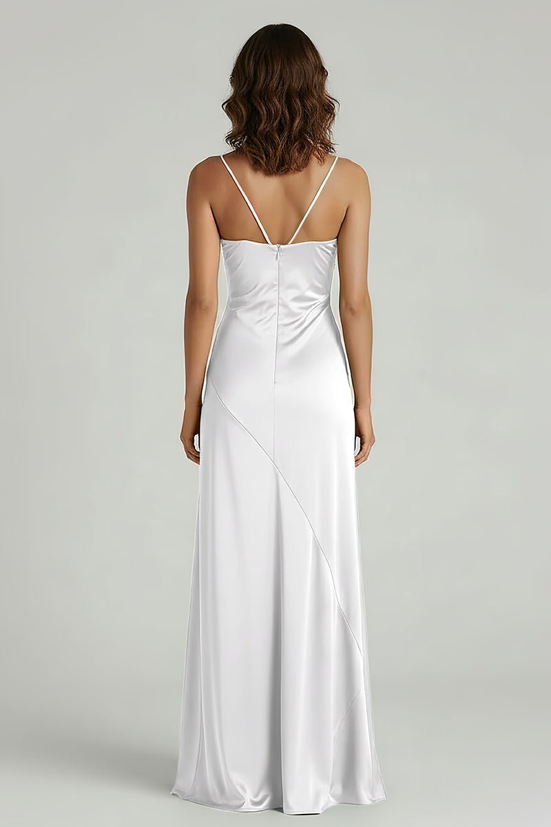 Yellow Satin Sheath Evening Dress with Sweetheart Neckline and Slit