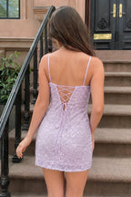 Jessalyn Lavender back view homecoming dress