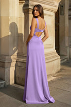 Sky Blue Satin Mermaid Evening Dress with Sweetheart Neckline and Slit
