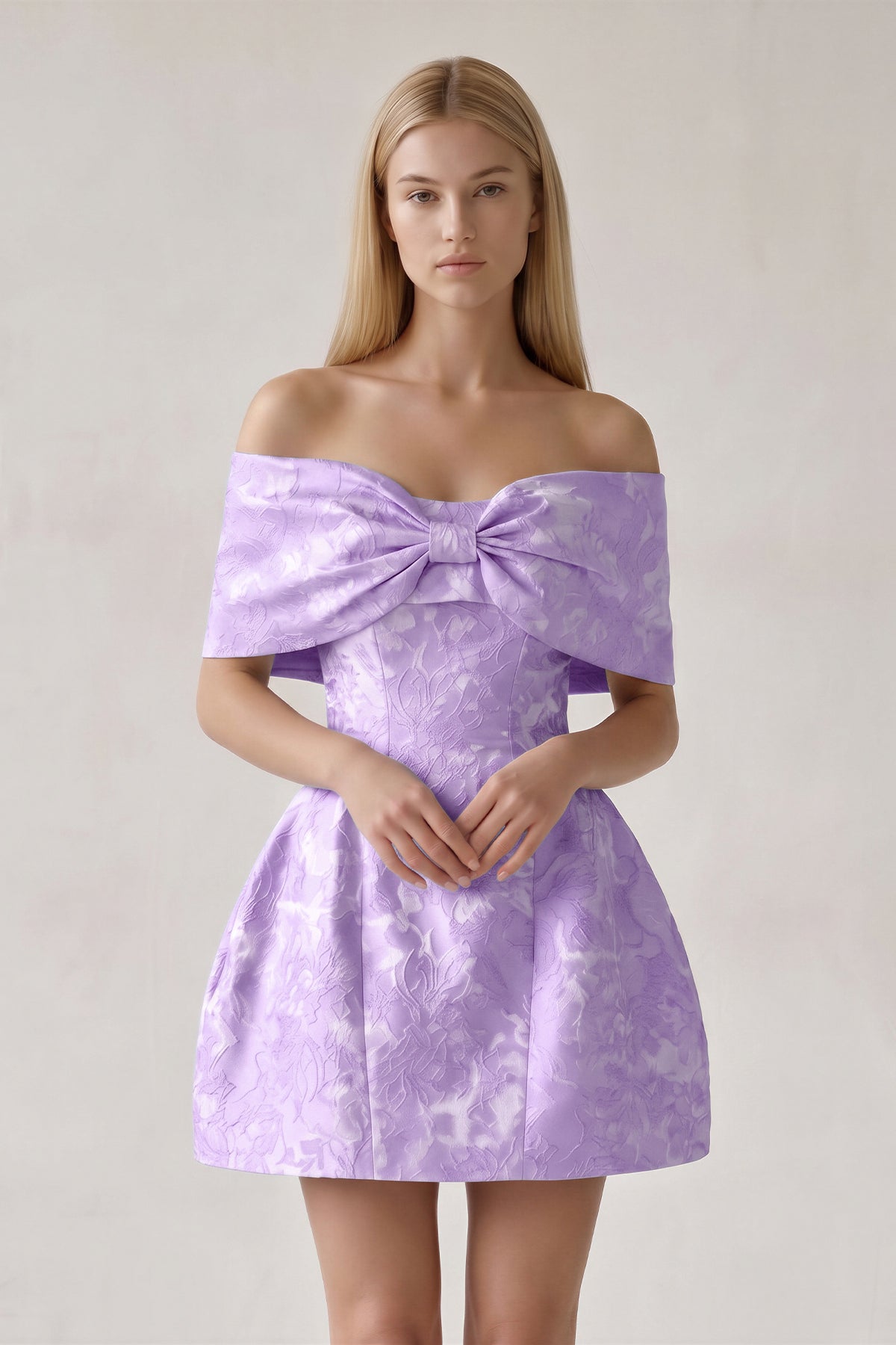 Rhoswen Lavender front view homecoming dress