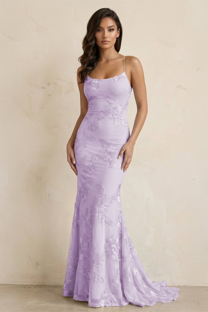 Sky Blue Spaghetti Straps Mermaid Tulle Long Formal Prom Gown With Appliques