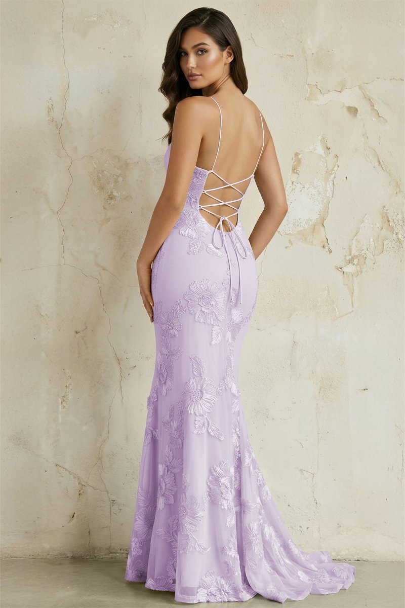 Sky Blue Spaghetti Straps Mermaid Tulle Long Formal Prom Gown With Appliques