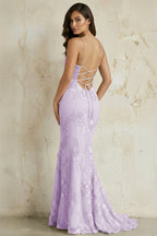 Sky Blue Spaghetti Straps Mermaid Tulle Long Formal Prom Gown With Appliques