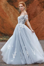 Elegant A Line Sweep Brush Train Tulle Gothic Wedding Dress Wedding Dress