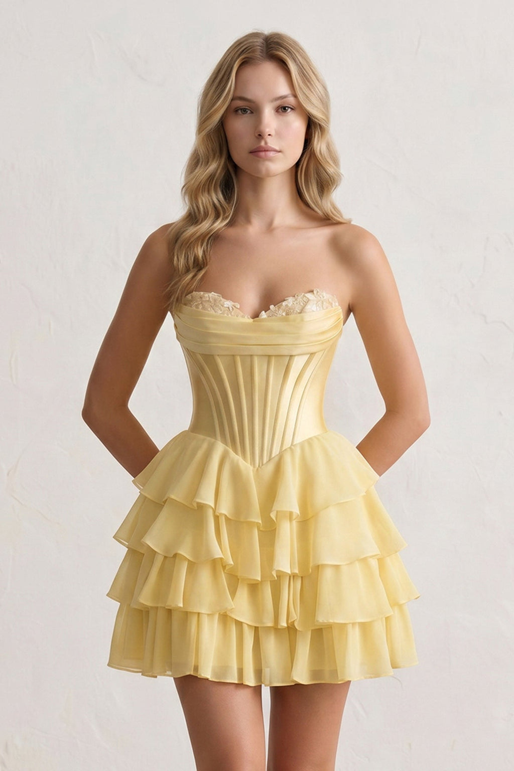 Mirabel Yellow side view homecoming dress