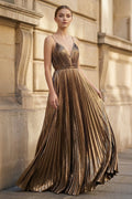 Julietta Faye Gold front view prom dress