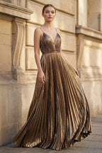 Julietta Faye Gold front view prom dress