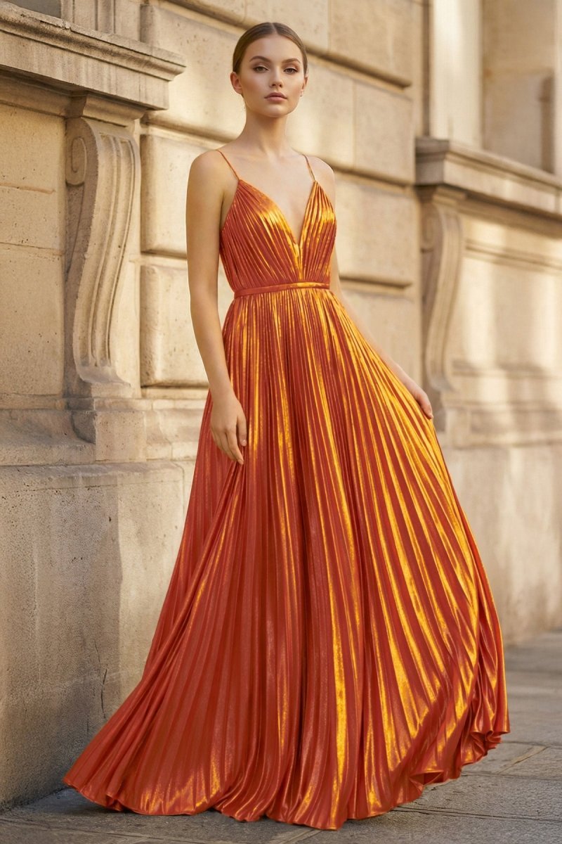 Julietta Faye Orange front view prom dress